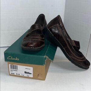 Clarks bendables-9.5-Brown-Nikki Tremont-leather,Loafers,Slip-On,Mary Jane shoes
